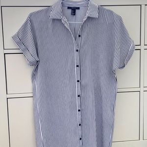 Forever 21 Roll Cuff Cap Sleeve Button Up Shirt